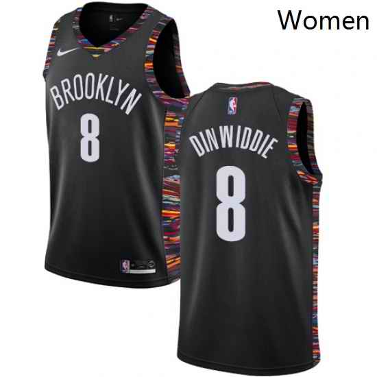 Womens Nike Brooklyn Nets 8 Spencer Dinwiddie Swingman Black NBA Jersey 2018 19 City Edition